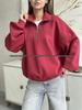 Women's Fashionable Solid Color Half-Zip Pullover Hoodie