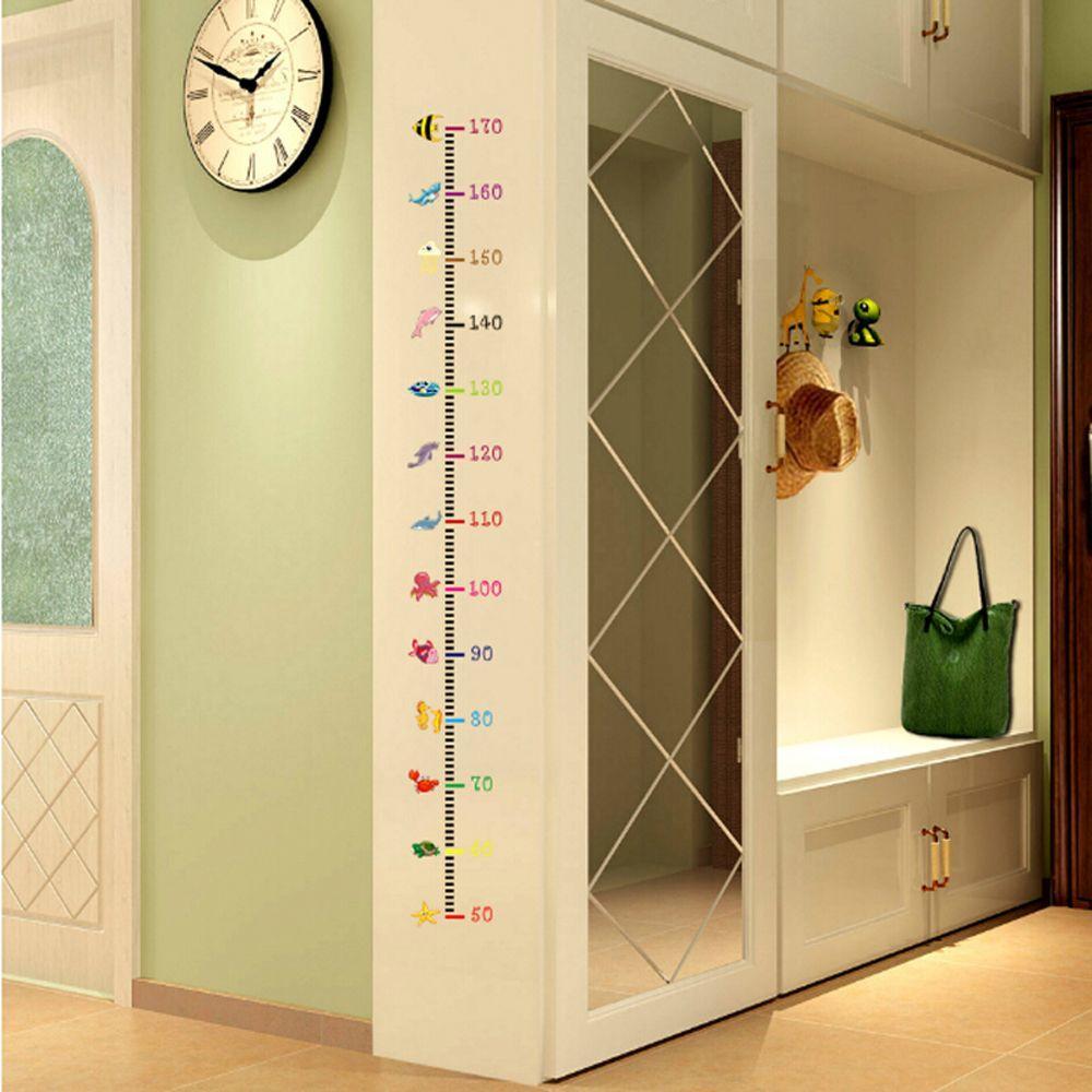 Room Decor Beautiful Mural Baby Growth Chart Under Sea Animal Wall Sticker Height Measure Decal