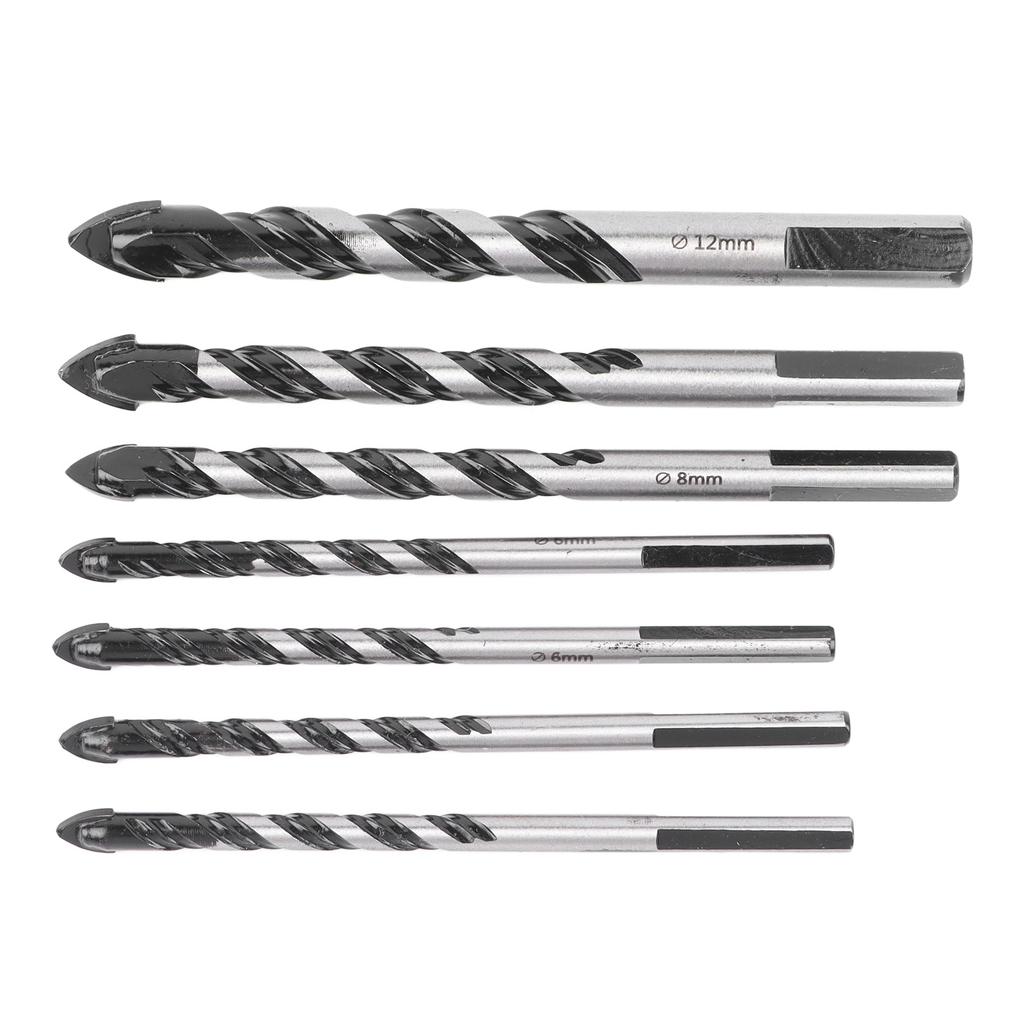 7PCS Twist Drill Bit Set Multifunctional Black Carbide Triangular Twist Drill Bit