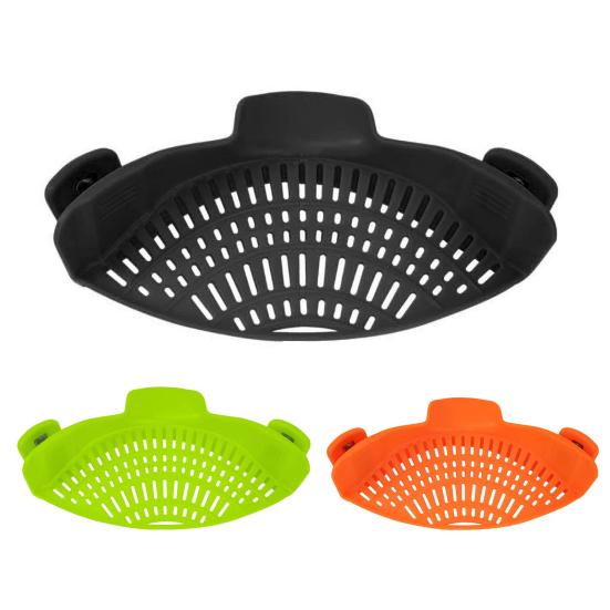 Silicone Drainer Clip-On Strainer for Pots Pans Heat Resistant Food Strainer Kitchen