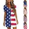Женское летнее повседневное модное платье с короткими рукавами и кулиской на день независимости