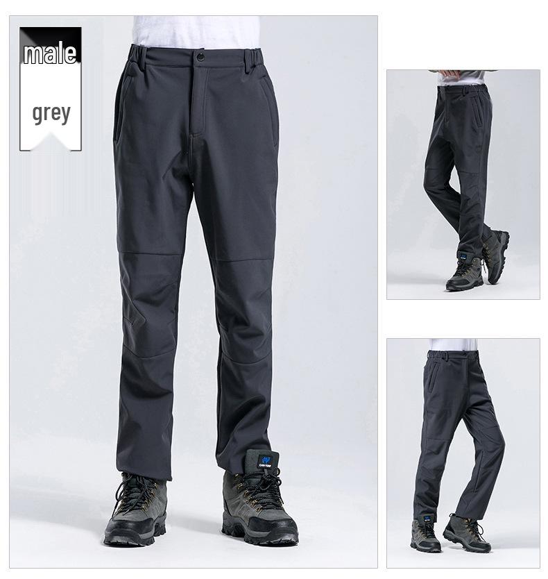 Ветрозащитные и водонепроницаемые брюки софтшелл для мужчин и женщин - на флисовой подкладке для пеших походов, катания на лыжах и альпинизма