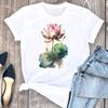 (Азиатский размер) Милая милая футболка с акварельным цветком, женская футболка, женская одежда с коротким рукавом, модные футболки с графическим принтом