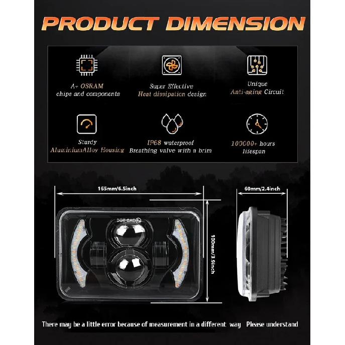 80 Вт 4X6 дюймов светодиодные фары H4 проектор дальнего и ближнего света рабочего света для H4651 H4652 H4656 H4666 автомобиль грузовик переоборудование Offraod