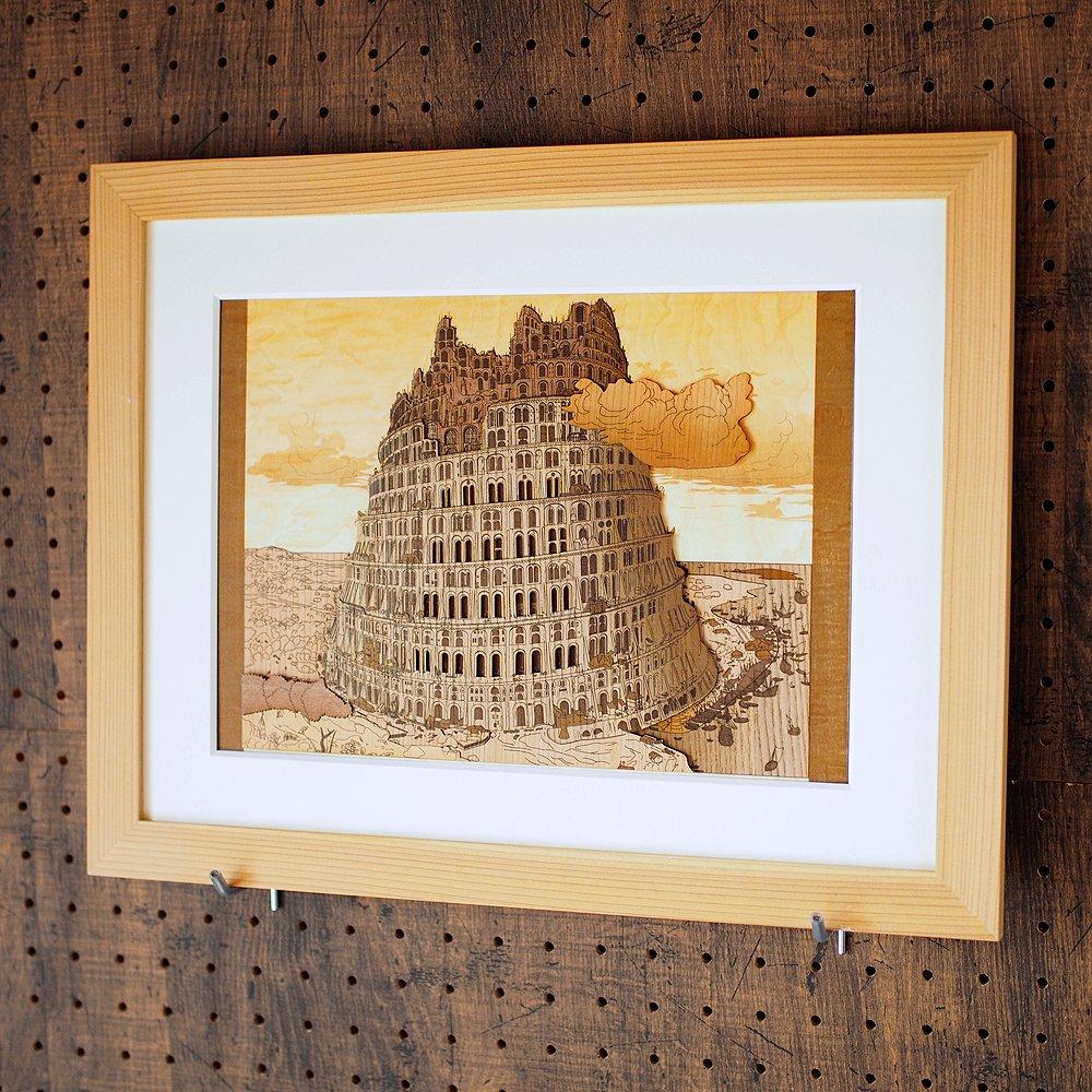 KINOWA of Babel Деревянная картина Оригинальный набор ручной работы Шедевр Брейгеля Сделано в Японии "Башня II"