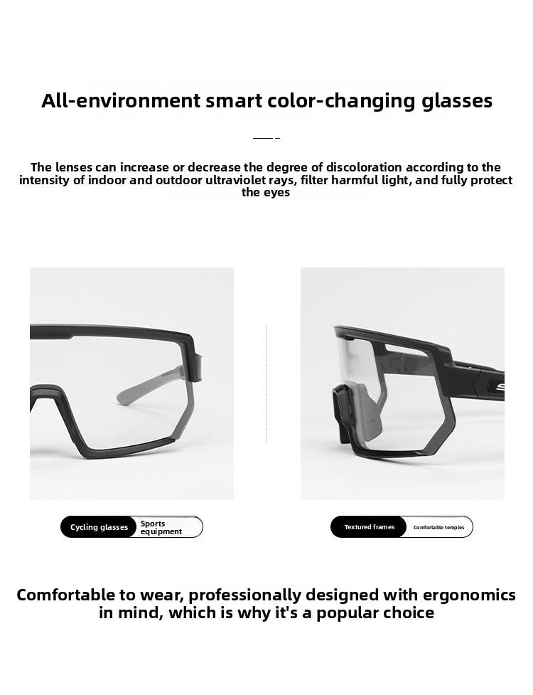 Anti-fog Full Frame TR90 Cycling Glasses Outdoor Bike Running Unisex Color-changing Goggles Windproof Sand Proof UV Protection