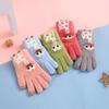 Kids' Winter Cartoon Fingerless Gloves - Cute Five-Finger Wool Knit for Girls' Sports Cycling