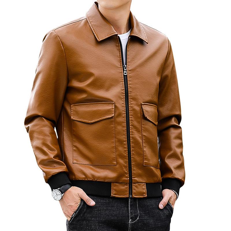 Осенне-зимнее новое кожаное пальто, мужская корейская версия, трендовая повседневная плюшевая мужская красивая кожаная куртка, пальто, мужская одежда