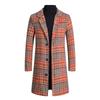 Мужская мода осень и зима повседневные клетчатые топы тонкий тип пальто пояс мода большой размер плащ