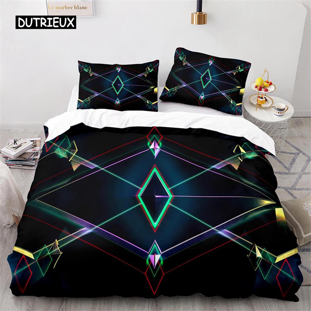 Colorful Geometric Duvet Cover Set Psychedelic Swirl Bedding Set King Queen For Kids Adults Room Microfiber Abstract Quilt Cover