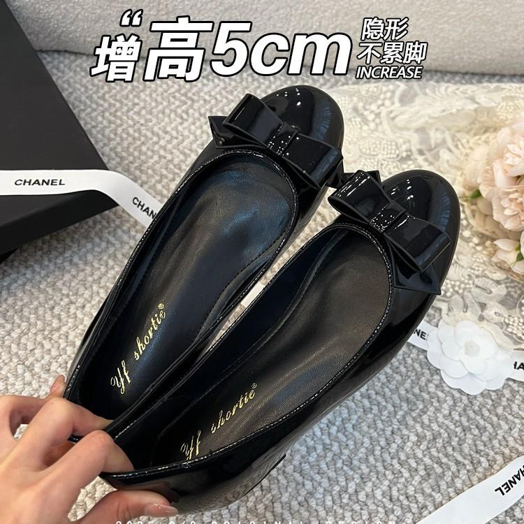 Версия из овчины~ Маленький человек увеличение внутренней высоты 5 см одинарная обувь женский бант легкий рот кожаная обувь с юбкой балетки