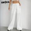 Весна/лето Женские однотонные городские повседневные брюки прямого кроя с эластичной резинкой на талии Разноцветные повседневные широкие брюки