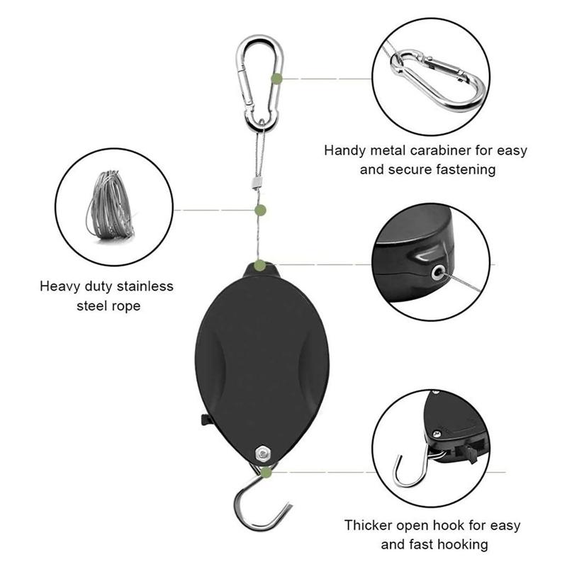 1 item Plant Hook Pulley Retractable Plant Hanger Easy Reach Hanging Flower Basket for Garden Baskets Pots and Birds Feeder for Home