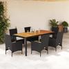VidaXL Garden Dining Set and Cushions 7pcs Black Rattan Acacia, Outdoor Dining Set, Furniture of 3278667