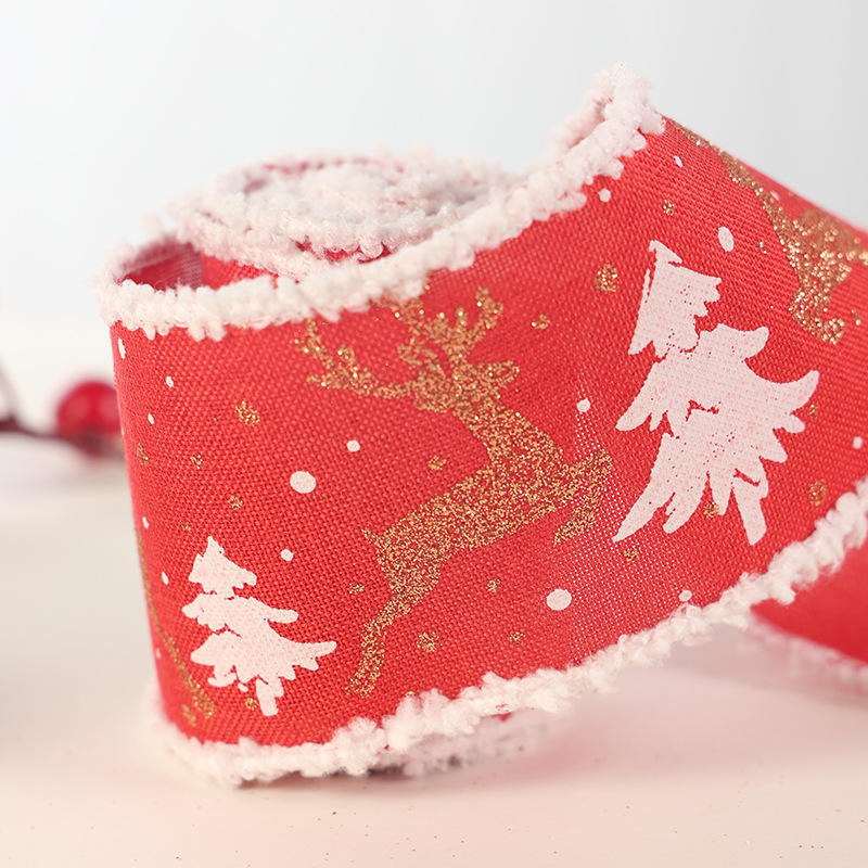Креативная Милая Рождественская Проволочная Лента с Принтом Лося и Кружевом DIY Рулон Подарочная Упаковочная Лента для Праздничной Рождественской Вечеринки
