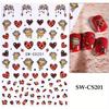 3D Sexy Lips Stickers Leopard Print Love Heart Letter Pink Rose Red Lips Valentines Manicure DIY Romantic Nail Decoration