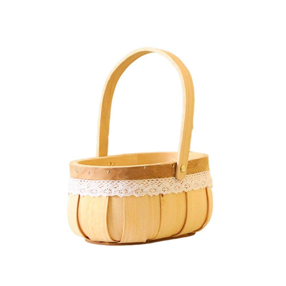 Lace Tassel Flower Arrangement Basket Wood Storage Baskets Creative Braid Flower Baskets Event
