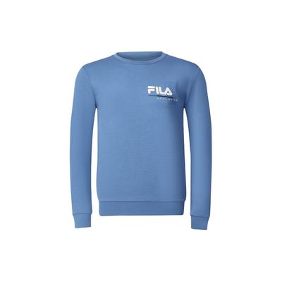 Fila Толстовка мужская с круглым вырезом и принтом логотипа в виде буквы, для фитнеса, цвет флэш-бабочка-синий A11M411205A-DB