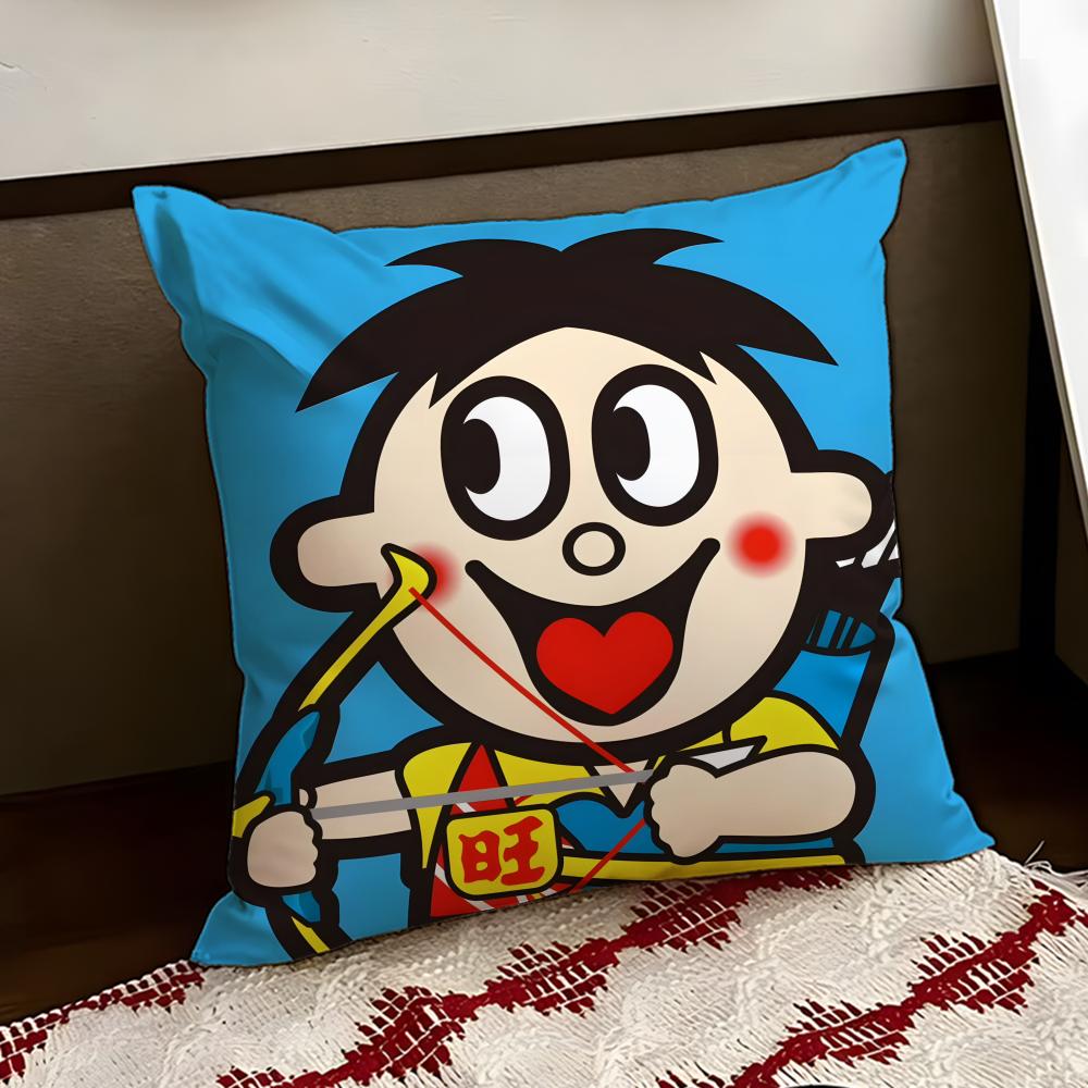 cartoon WWangzai Cushion Cover Reversible Soft Durable Pillow Cover Home Car MultiScene Use for Daily Comfort