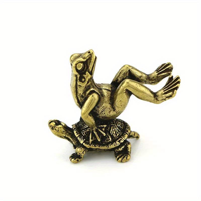 1pc Home Decoration Antique Play Brass Tortoise Frog Miniature Statue Decoration Desk Decoration Bronze Sculpture