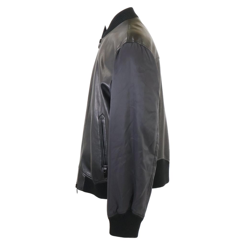 LOUIS VUITTON [Good condition/Domestic regular product] HIL47WTKV Reversible nylon/leather zip-up blouson/ Jacket 50 blackUsed