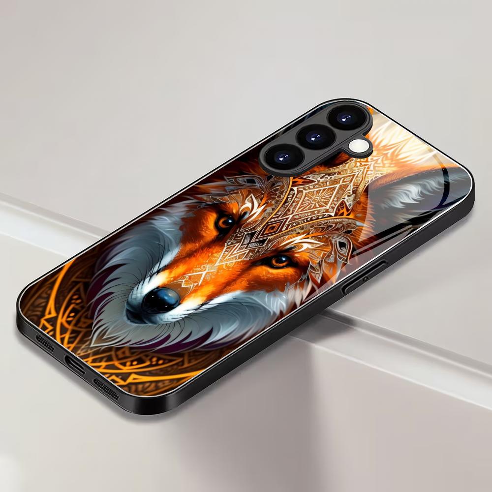Закаленное стекло с дизайном волка для телефона Samsung Galaxy S26 S25 S24 S23 S22 S20 FE/Ultra/Plus, противоударная задняя крышка