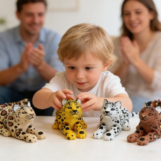 Фигурка леопарда, напечатанная на 3D-принтере, с подвижными суставами, фигурка леопарда, шарнирная модель животного, игрушка-непоседа, украшение для дома, офиса, книжной полки