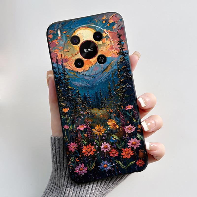 Phone Case For ZTE Blade V70 Max/Nubia V70 Max Soft Silicone Black Case Bright Pattern Pink Sand Beach,Garden Shockproof Shell