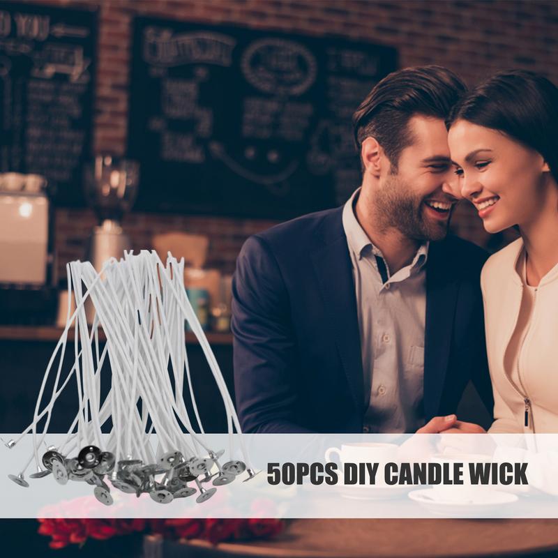 Фитиль для изготовления свечей Предварительно вощеные фитили для свечей 50 шт. Набор фитилей для соевых свечей для DIY поделок Хлопковые фитили для свечей Длинные фитили