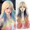 Синтетические длинные прямые парики Лолиты красного цвета с омбре черного цвета с челкой, повседневный парик для косплея для женщин