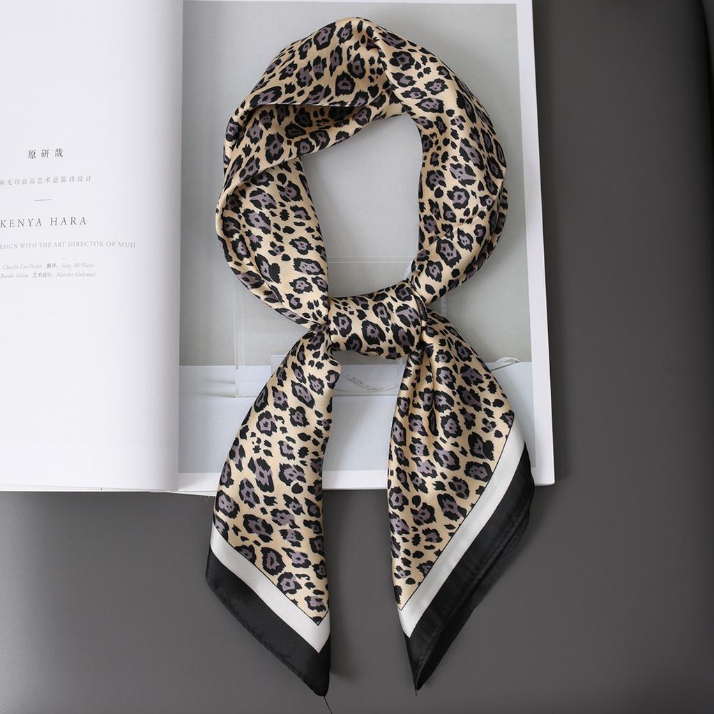 2021 Fashion 70*70cm Square Women Cat Anchor Silk Shawl Scarf Office Lady Hair Neck Headband Foulards Headcloth Muslim Hijab