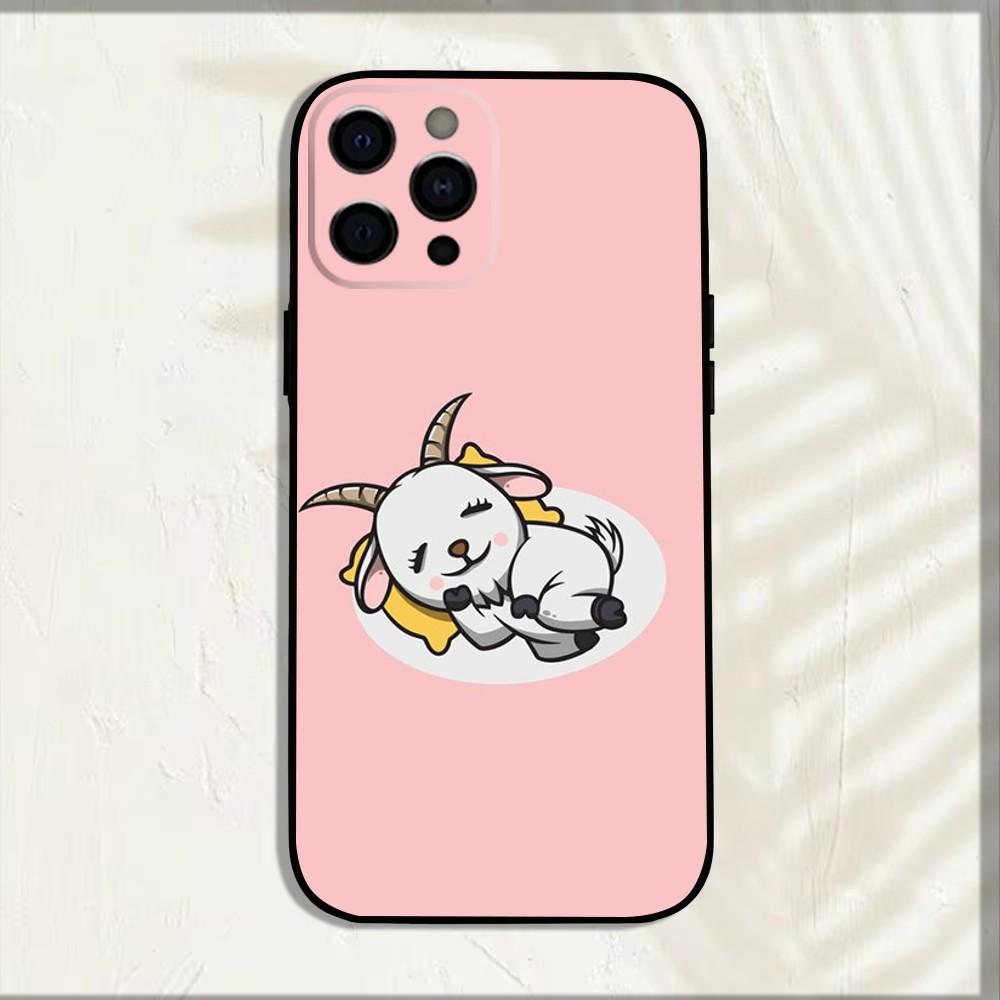 Cartoon Cute Goat Phone Case For iPhone 16,15,14,13,12,11,Pro,X,XS,Max,XR,Plus,Mini Soft Black Cover