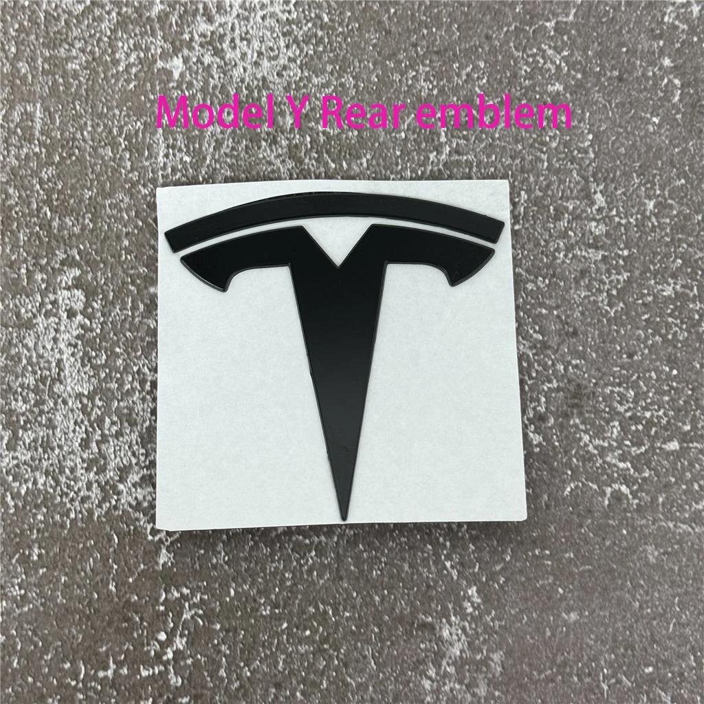 EPYFH1 Front Bumper or Rear Trunk Logo for Tesla Replacement Kit Model 3/Y - Metal Blackened Logo Emblem Car Exterior Decoration Parts