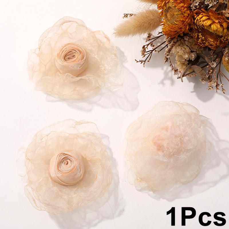 Искусственный цветок из шифоновой ткани ручной работы для свадебного платья, украшения шляп, своими руками, марля, обожженный край, роза, шитье, аппликация