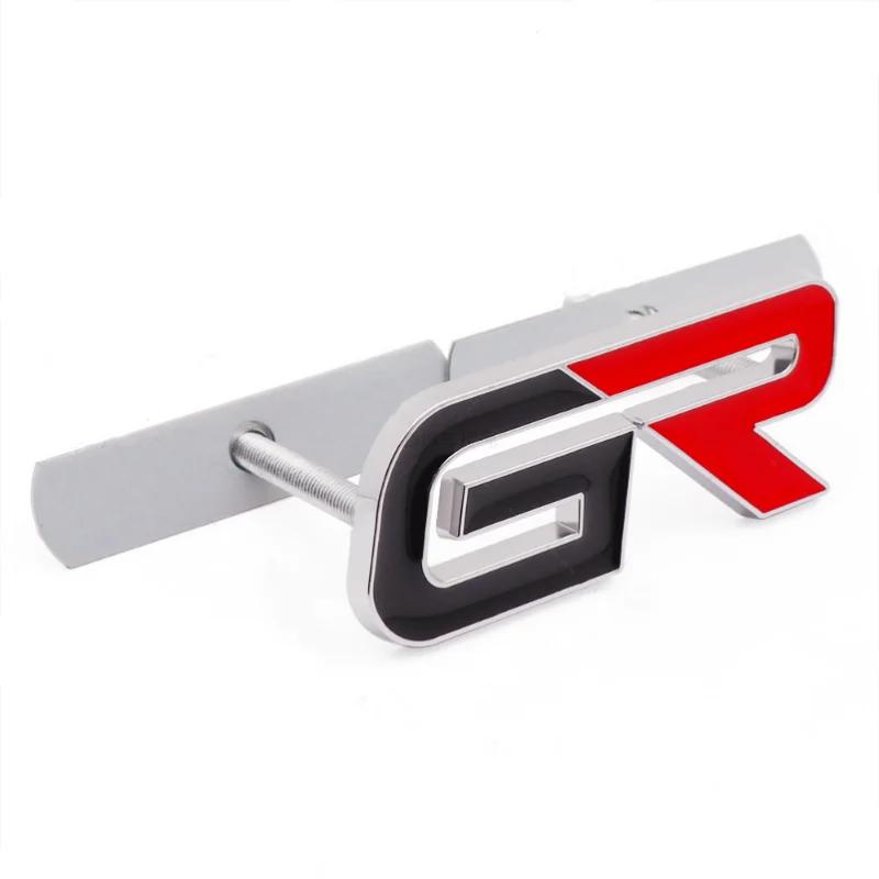 ADE1 3D Metal GR Car Front Grille Emblem Badge Rear Trunk Sticker Decal For Toyota GR Gazoo Sport C-HR RAV4 Mirai Avensis Prado Prius