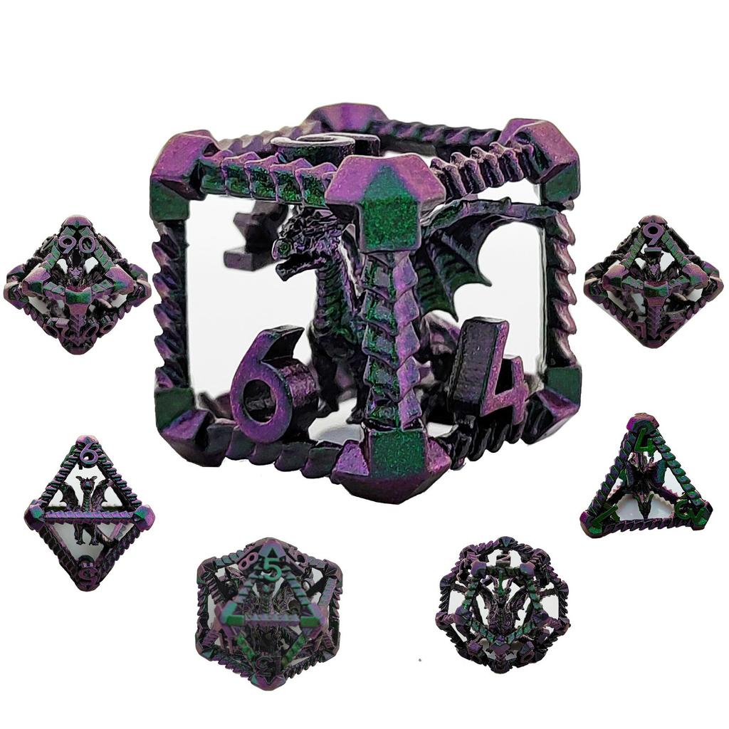 7pcs/set Hollow Dragon Dice Set Role-playing Game Polyhedral Dragon Dice Tabletop DND Game Party Accessories
