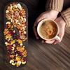 Divit Shilp Natural Wooden Tray, Serving Bowl for Salad, Veggies and Fruits, Large Deep Tray for Family, Party (Bark Edge Divided Tray)