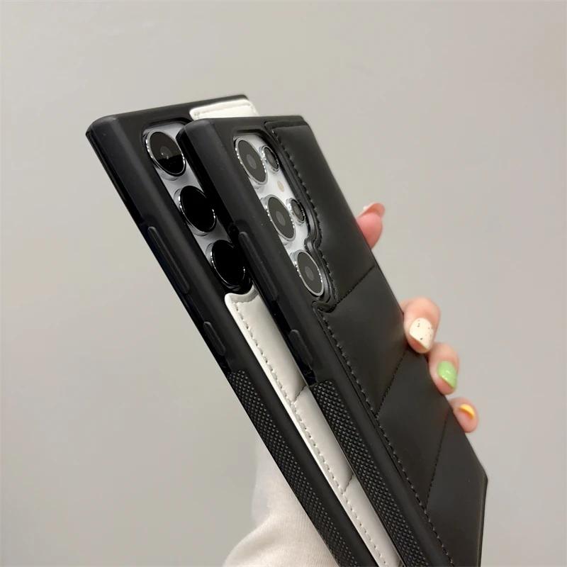 Luxury Soft Fabric Down Jacket Puffer Phone Case For Samsung S25 S24 S23 S22 Ultra Plus Silicone Back Cover For Galaxy S25+Funda