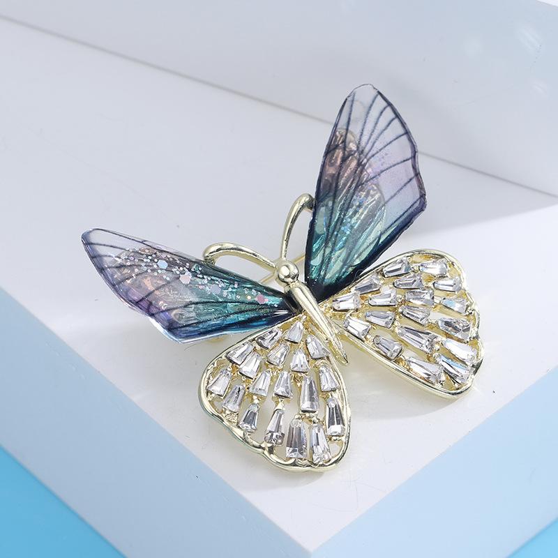 Blucome Shining Gradient Wings Butterfly Brooches for Women Top Quality Luxury Butterfly Office Party Brooch Pins