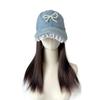 Парик Регулируемая Джинсовая Шляпа Парик Жемчужный Бант Длинные Прямые Волосы Кружевная Бейсболка с Париком Спорт