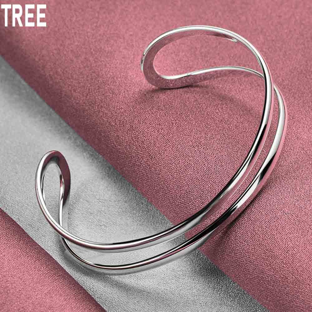 Браслет из 925 стерлингового серебра с двойной круглой проволокой, модные свадебные украшения