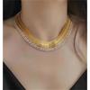 Tooxika Exaggerated Personality Wide Version Of The Strap Chain With Diamonds Necklace Light Luxury Temperament Choker Collarbone Chain Necklace