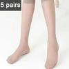5 пар женских чулок Ультратонкие прозрачные высокоэластичные противоскользящие однотонные мягкие дышащие быстросохнущие женские длинные носки длиной до икры