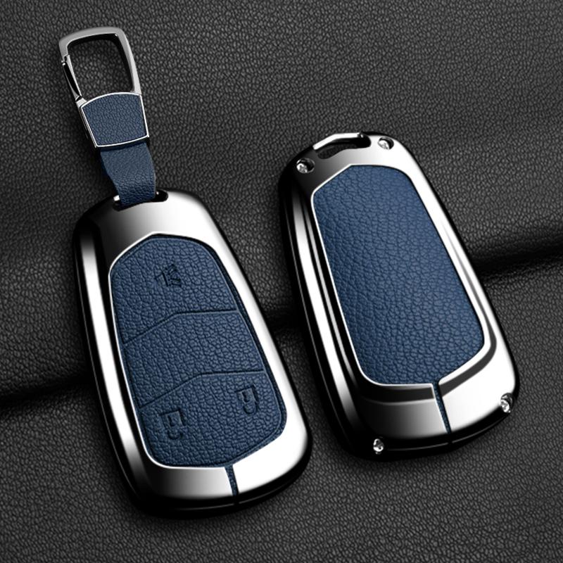 Car Key Case Cover For Cadillac Xt5 XTS CTS SRX ATSL XT4 CT6 ATS Escalade ESV DTS ELR STS 2014-2018 Zinc Alloy Leather Keychain AGY1