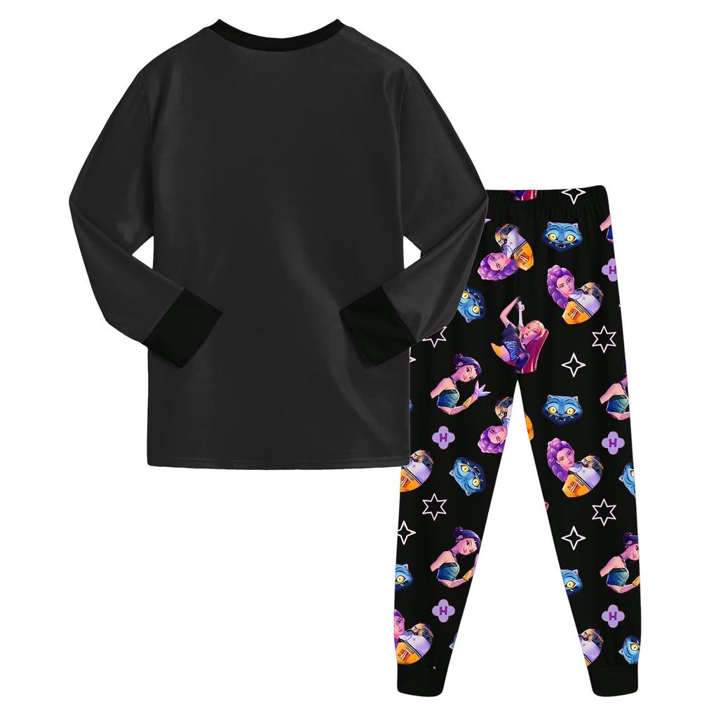 Детский модный костюм юбка топ с круглым вырезом и длинными рукавами брюки