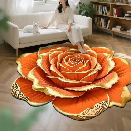 Non-Slip Floor Mat 3D Realistic Floral Pattern Bath Mat Super Absorbent Rug Quick-Drying Easy Maintenance Door Mat