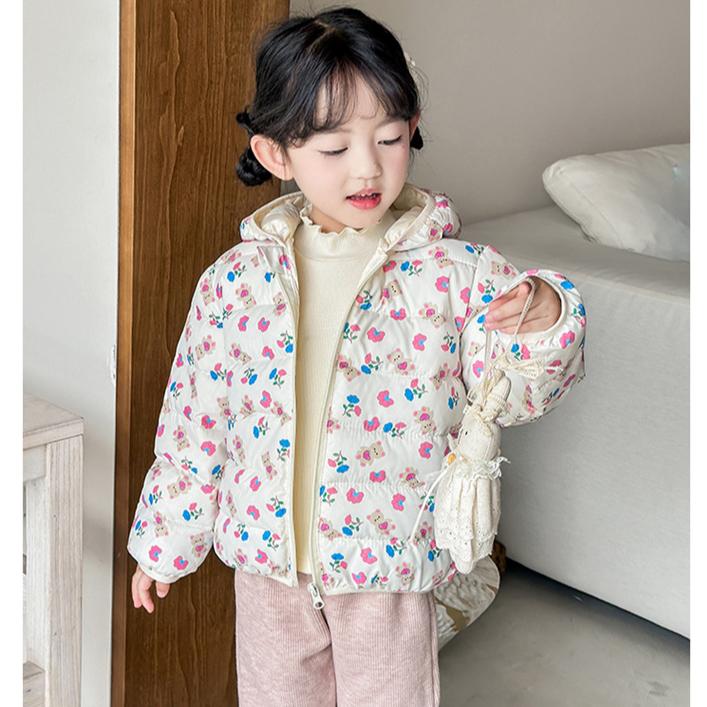 Зарубежный стиль зимняя детская куртка для девочки укороченная утолщенная на хлопковой подкладке Теплая хлопковая одежда для девочек детские осенние пальто с принтом тай-дай розового цвета