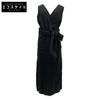 Ron Herman Black Back V-Slit Linen Belt Dress Dress S blackUsed