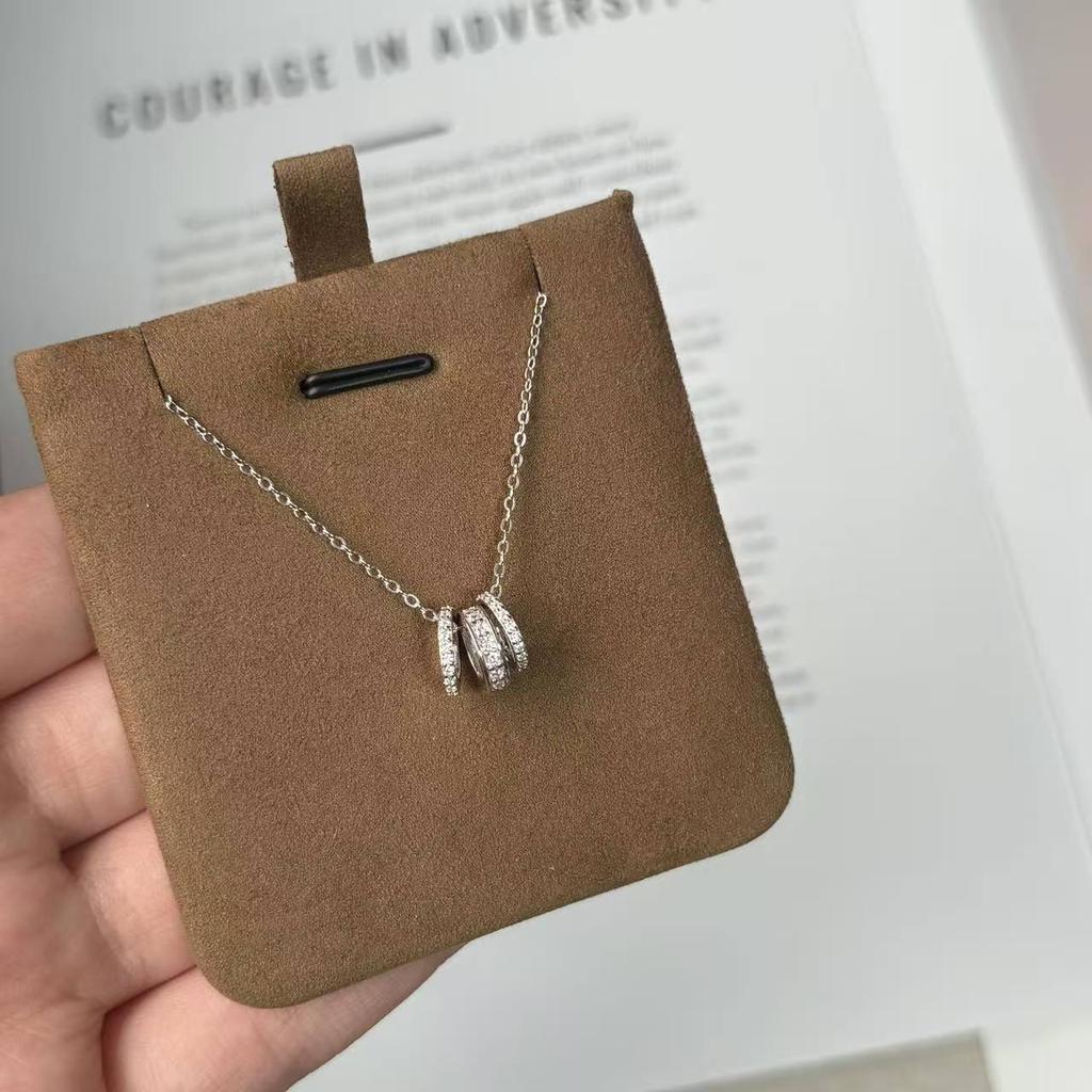 Three Ring Small Waist Necklace, Women's Light Luxury Style, Fashionable Temperament, Versatile, Circular Transfer Bead Pendant