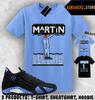 Рубашка в тон к AJ 14 Black University Blue 2026 Кроссовки для matching Сникерхед Мартин